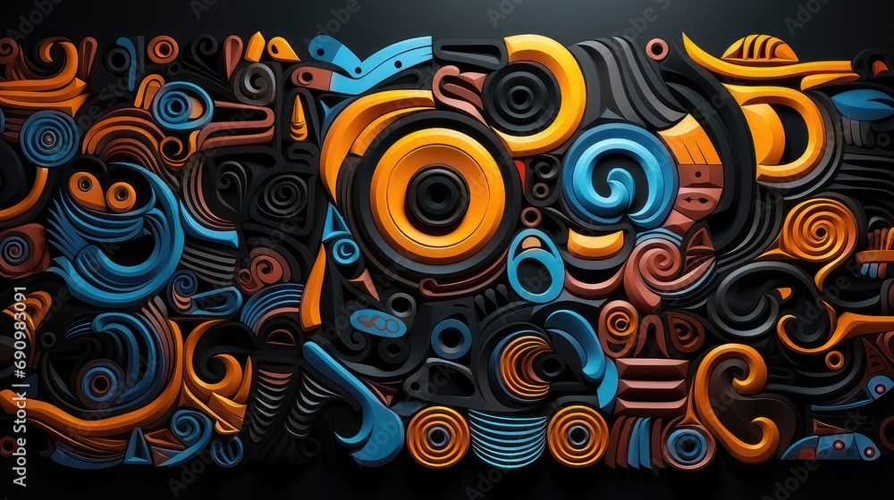 African Folk Art-inspired Abstract Patterns as Background