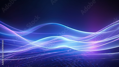 Futuristic neon light stripes. bright sparkling background. Neon purple sparkling wave lines.Purple glowing wave vortices, impulse cable lines. photo