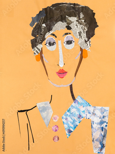 Portrait of a middle-aged woman, made in collage