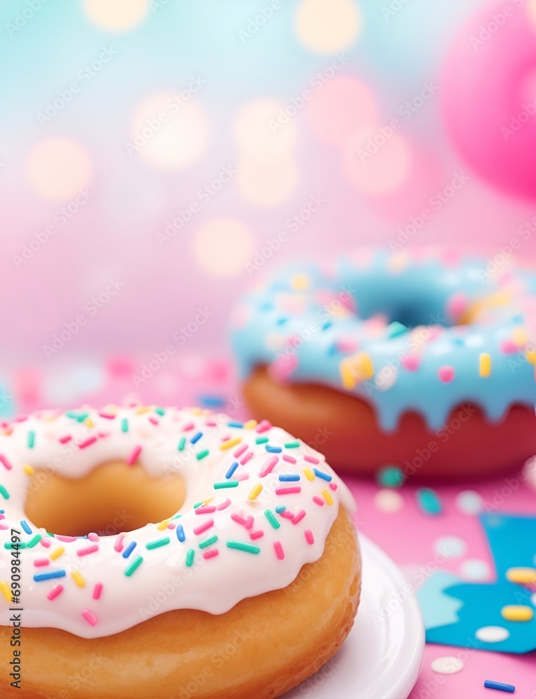 Sweet donut, blurred background. AI generated illustration Sweet donut, blurred background. AI generated illustration