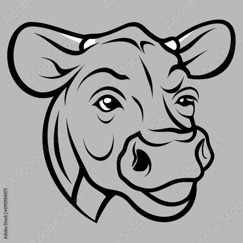 Cow icon. Isolated cow head on white background 