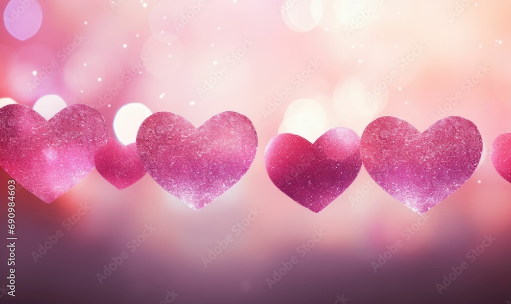 Pink heart in Valentine's card Pink heart in Valentine's card