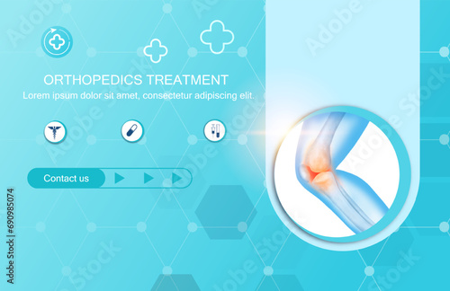 Technology for treatment of knee and joint bone injury. Abstract traumatology and orthopedics. Medical science in the hospital for body joints.