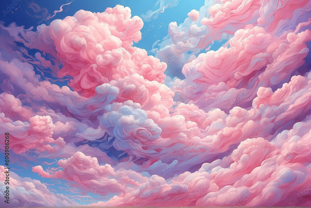 Obraz premium colorful pink clouds in a magical sky mood background