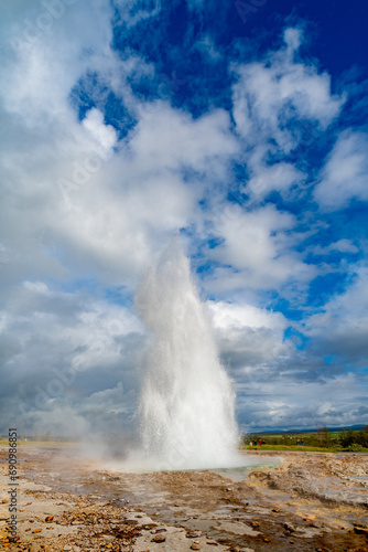 spectacular geyser in action in Iceland