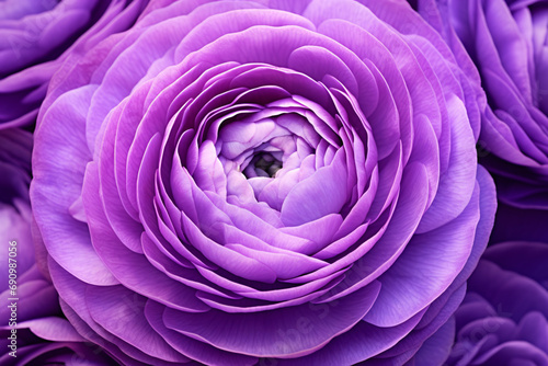 Close up of beautifuly purple colored Ranunculus flower photo