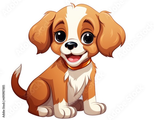 Cute Cartoon Puppy with Big Eyes