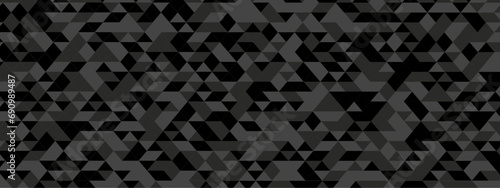 Seamless geometric pattern square shapes low polygon backdrop background. Abstract geometric wall tile and metal cube background triangle wallpaper. Gray and black polygonal background.