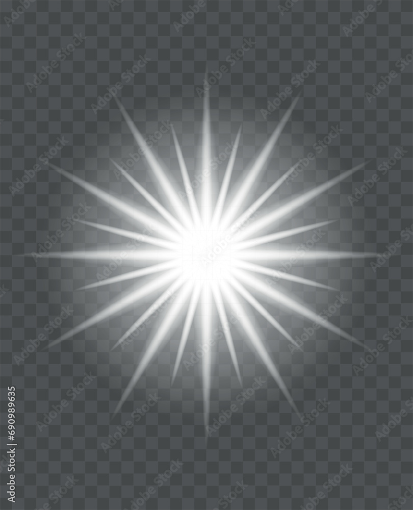 Bright color of the sun, star. The glow color is white. Vector illustration EPS10