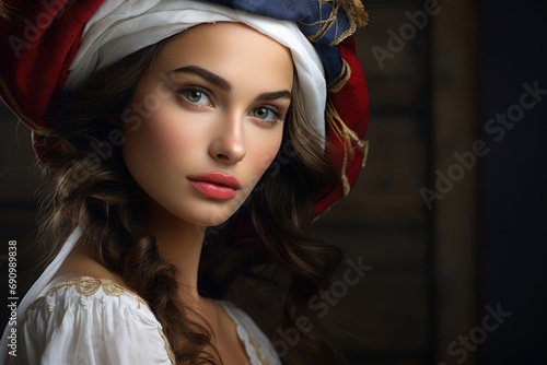Beautiful French woman in a national headdress