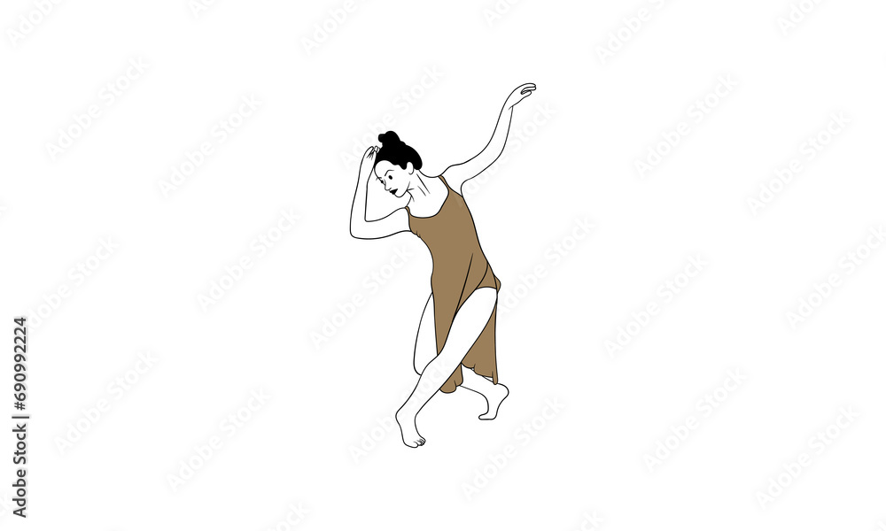 Young ballerina in dancing isolated on white background - vector illustration of beautiful female character performing classical ballet dance in flat style. Young ballerina in dancing isolated on white background - vector illustration of beautiful female character performing classical ballet dance in flat style.