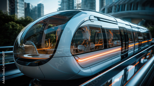 Future air trains, Premium feel, Transparent glass, Futuristic technology. © visoot