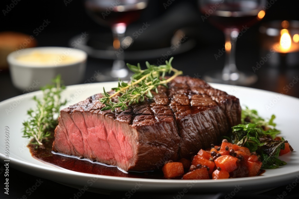 Grilled steak, Healthy and yummy beef is best choice, Served on a white plate. Grilled steak, Healthy and yummy beef is best choice, Served on a white plate.