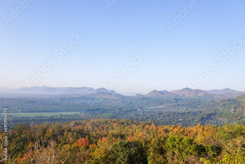 Autumn mountains and sky natural sunlight landscape background
