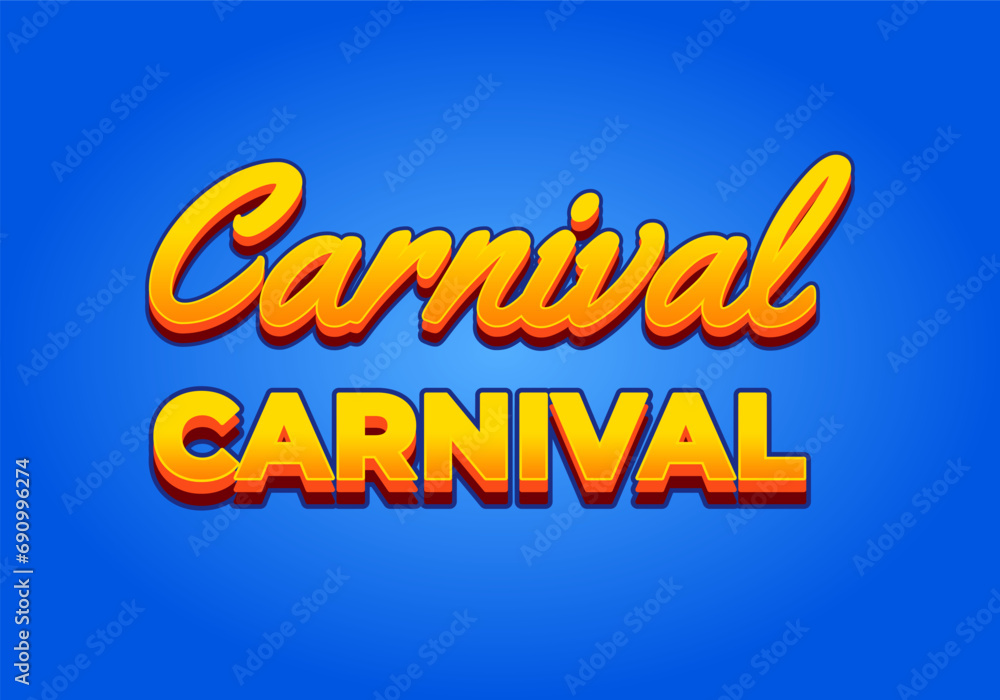 Fototapeta premium Carnival text effect in 3D look. Yellow color