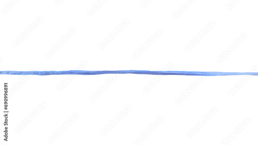 line of blue paper ribbon isolated on white background