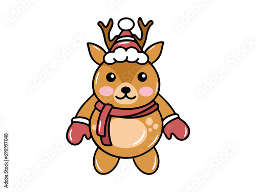 Christmas Animal with Deer Cartoon  
