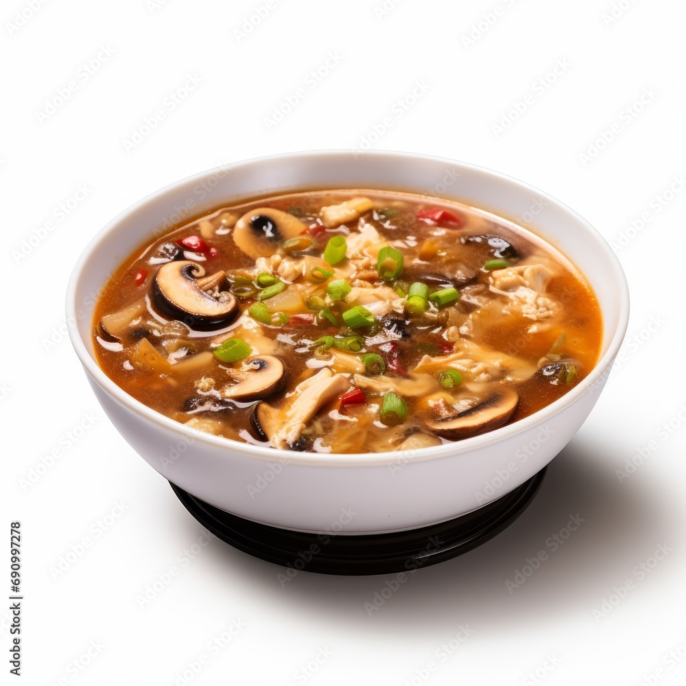 Delicious Chinese Hot and Sour Soup in a White Bowl AI Generated Delicious Chinese Hot and Sour Soup in a White Bowl AI Generated