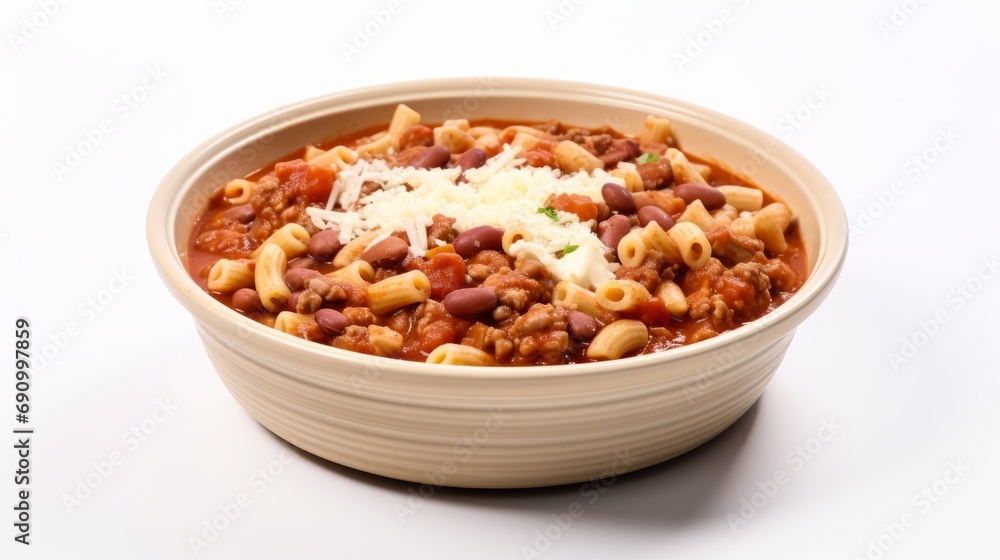 Delicious Italian Fagioli Soup with Pasta and Beans on White Background AI Generated Delicious Italian Fagioli Soup with Pasta and Beans on White Background AI Generated