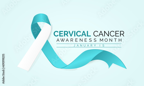 Vector illustration on the theme of Cervical Cancer awareness month observed each year during January. Banner, poster, card, background and realistic ribbon  design.
