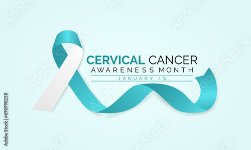 Vector illustration on the theme of Cervical Cancer awareness month observed each year during January. Banner, poster, card, background and realistic ribbon  design. photo