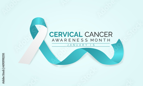 Vector illustration on the theme of Cervical Cancer awareness month observed each year during January. Banner, poster, card, background and realistic ribbon  design.