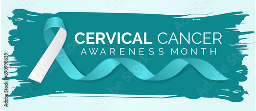 Vector illustration on the theme of Cervical Cancer awareness month observed each year during January. Banner, poster, card, background and realistic ribbon  design. photo