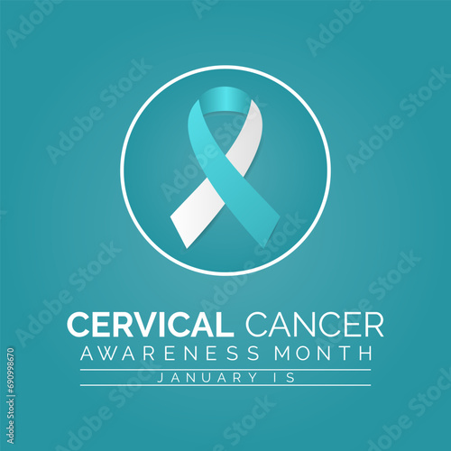Vector illustration on the theme of Cervical Cancer awareness month observed each year during January. Banner, poster, card, background and realistic ribbon  design.