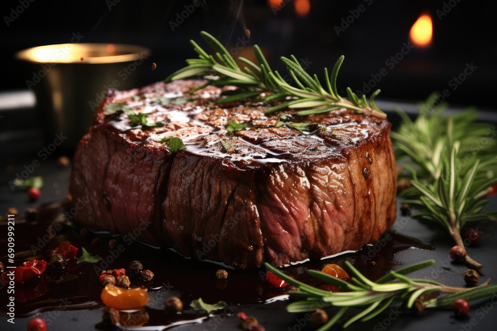 Freshly cooked filet mignon.