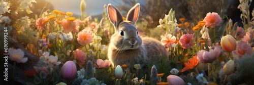Cute bunnies enjoying the spring atmosphere