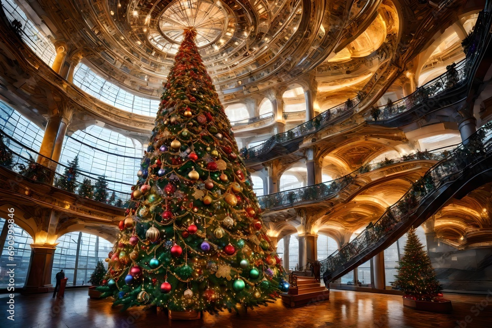 The outstanding view of the Christmas tree is a kaleidoscope of colors, textures, and symbols, each contributing to the festive spectacle