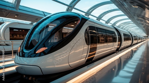 A futuristic train inside a train station. © visoot