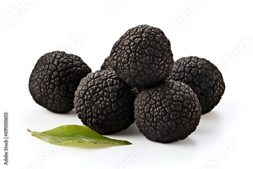 Black edible winter truffle isolated on transparent or white background