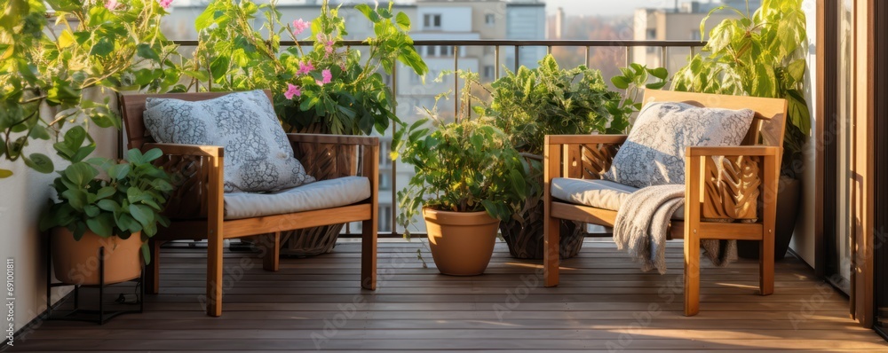 Beautiful balcony or terrace with two chairs