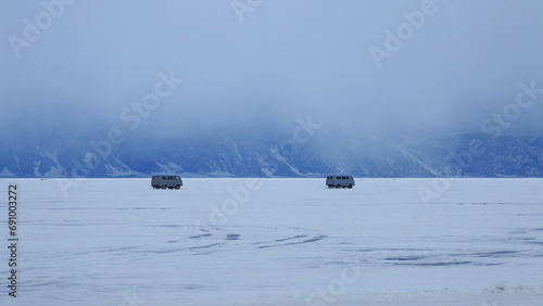 Running ancient Russia cars on the Lake Baikal