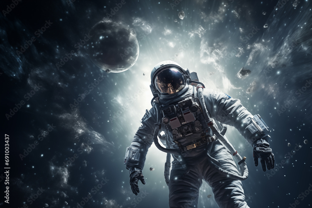 Man astronaut in outer space Man astronaut in outer space