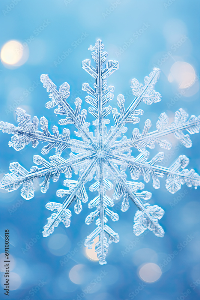 Snowy Winter background, snowflake close-up, harmonious landscape Snowy Winter background, snowflake close-up, harmonious landscape