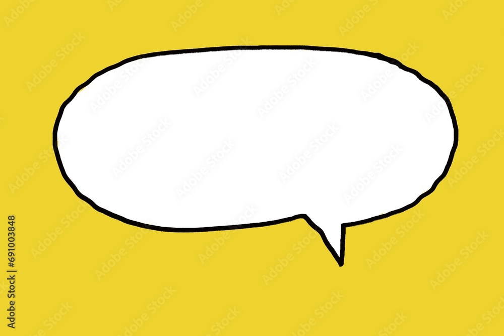 Speech bubble on yellow background. Hand drawn picture for adding text, message, sentence. Concept, communication. Conversation. Chat. Illustration for using as teaching aids or design for decoration. Speech bubble on yellow background. Hand drawn picture for adding text, message, sentence. Concept, communication. Conversation. Chat. Illustration for using as teaching aids or design for decoration.