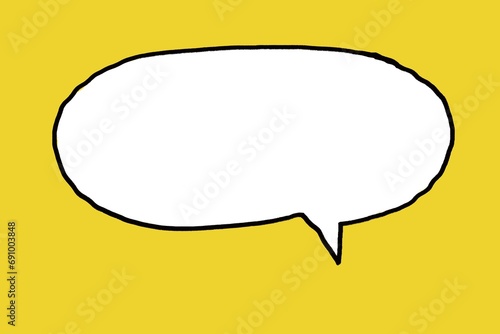 Speech bubble on yellow background. Hand drawn picture for adding text, message, sentence. Concept, communication. Conversation. Chat. Illustration for using as teaching aids or design for decoration.
