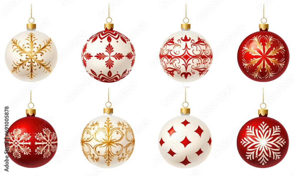 set of christmas balls on transparent background set of christmas balls on transparent background