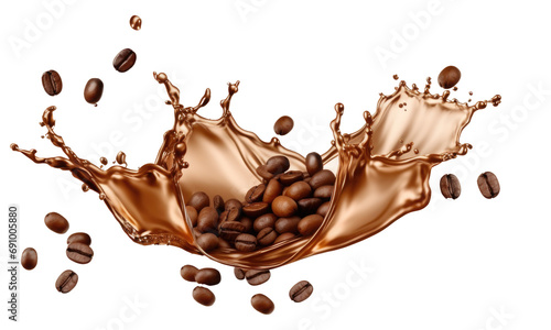 coffee beans splash on transparent background photo