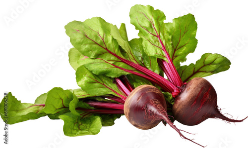 Beetroot with leaves isolated on transparent or white background photo