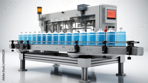 Capacity industrial drum filling machine for efficient liquid product packaging isolated on a white background. Generative AI.