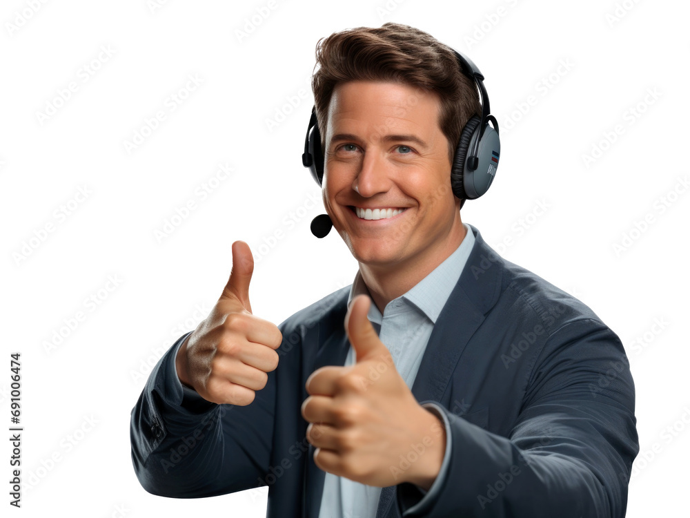 smiling businessman with headset isolated on transparent background smiling businessman with headset isolated on transparent background