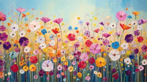 Flower meadow. Kaleidoscope of colors.