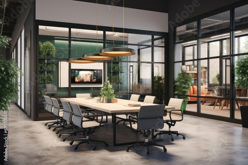 Create a collaborative workspace with a communal conference table