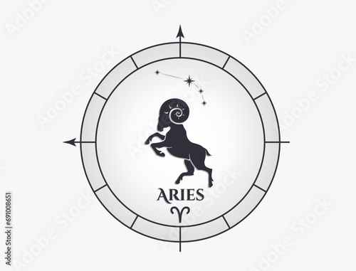 Aries zodiac sign and constellation. astrology and horoscope symbol. vector image