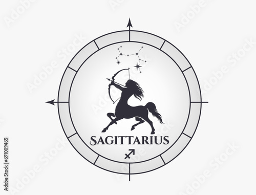 sagittarius zodiac sign and constellation. astrology and horoscope symbol. vector image