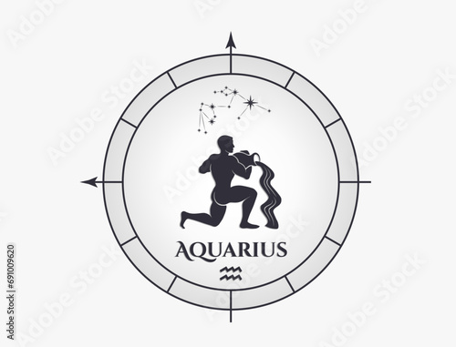 aquarius zodiac sign and constellation. astrology and horoscope symbol. vector image
