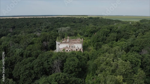 Wallpaper Mural Estate in Zubrilovo, Penza region. The ruins of an abandoned brick manor house with a wall that had collapsed over time. Architectural monument, abandoned estate. Torontodigital.ca